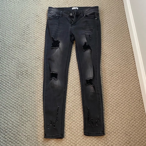 Salvage Denim Black Ripped Skinny Jeans - Picture 2 of 9
